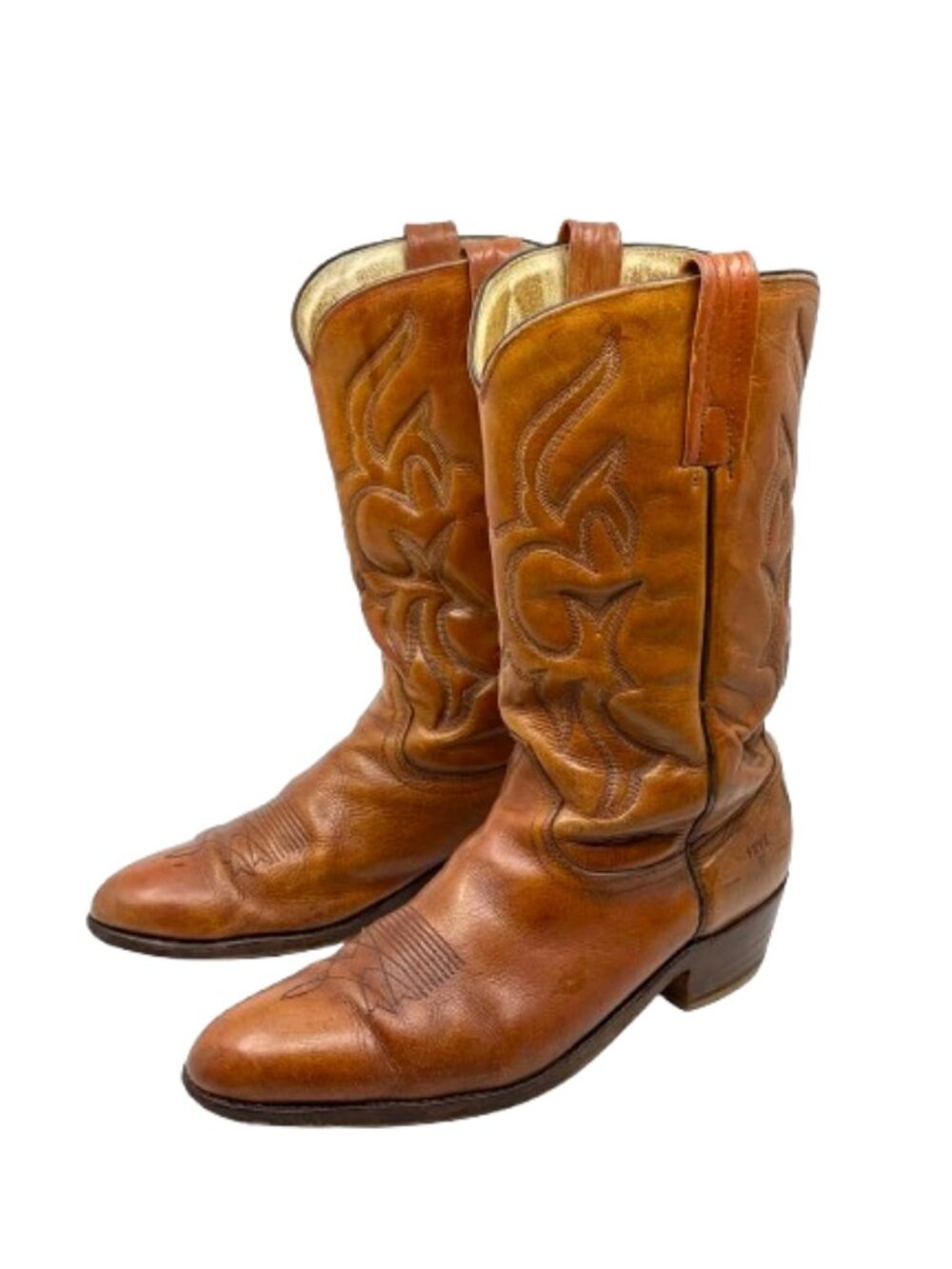 Vintage 1980s FRYE Western Cowboy Boots Leather Caramel Cognac Mens 13D #3842